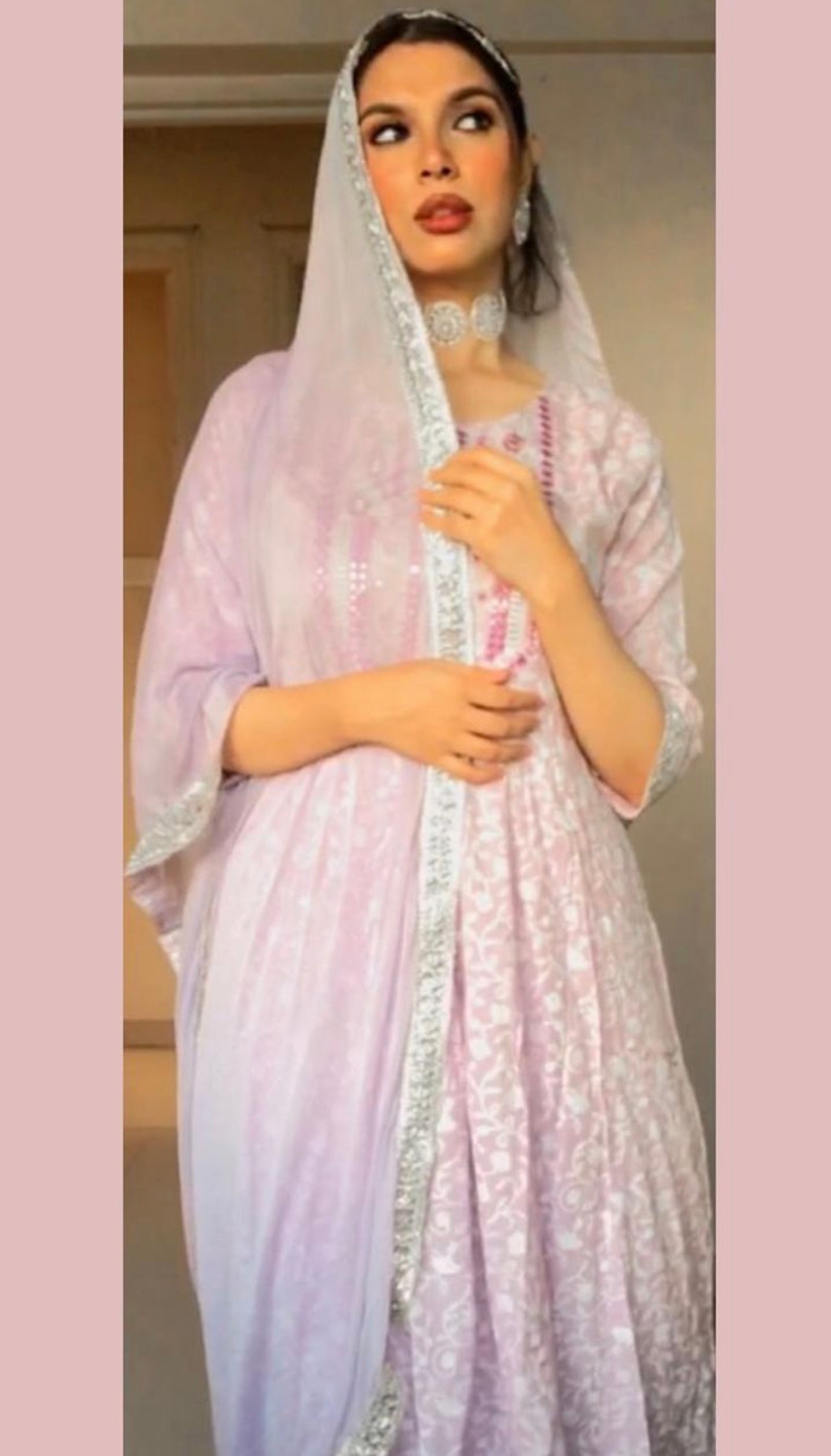 Mirror Work Purple Kurta Set