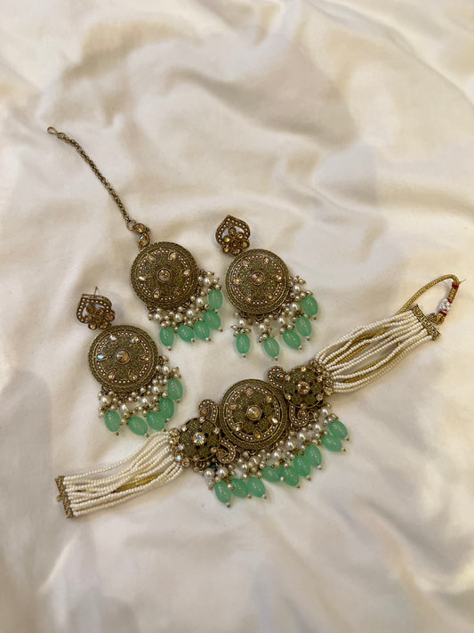 Rivaaj Choker Set : Pistachio