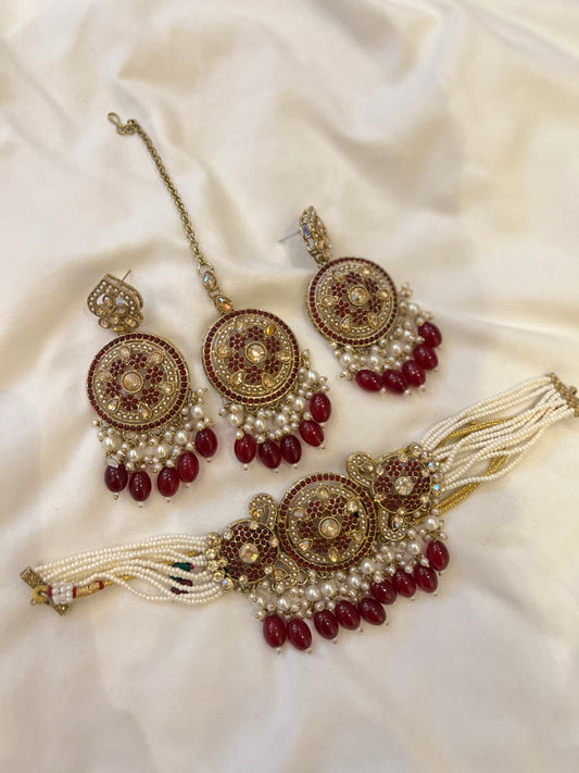 Rivaaj Choker Set : Maroon