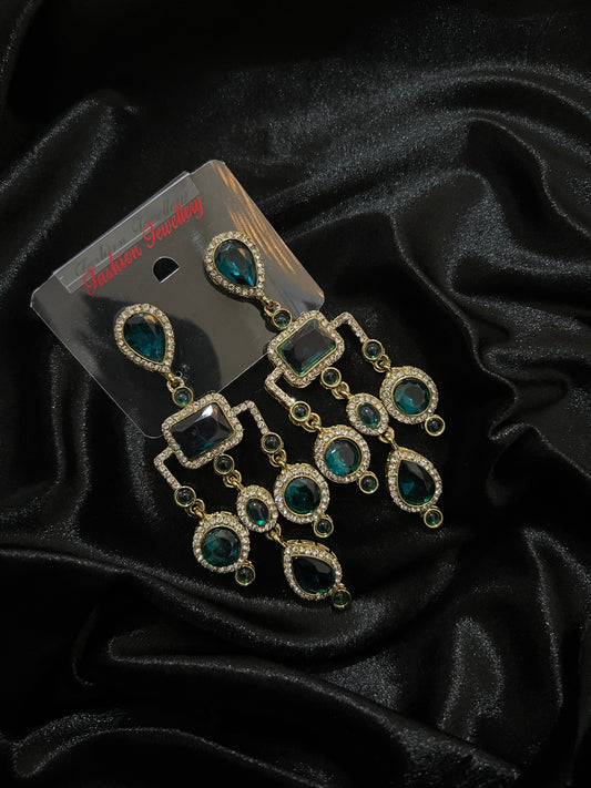 Diamond Earrings : Teal