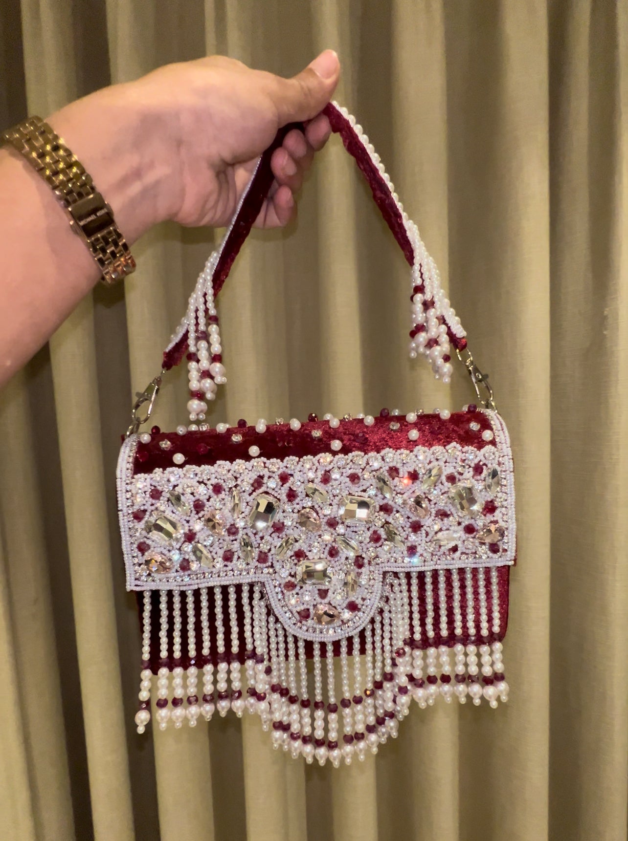 Crystal Luxury Bags : Maroon