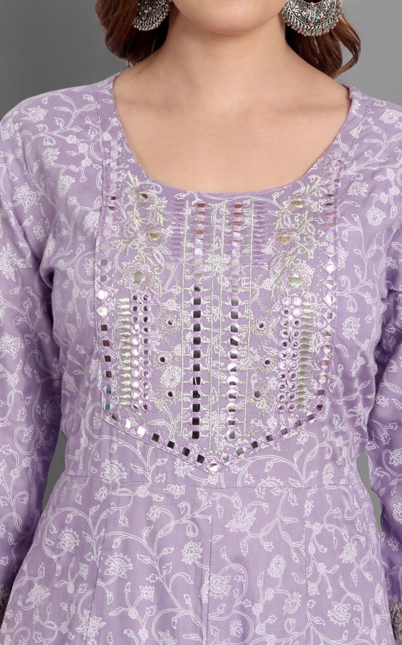 Mirror Work Purple Kurta Set