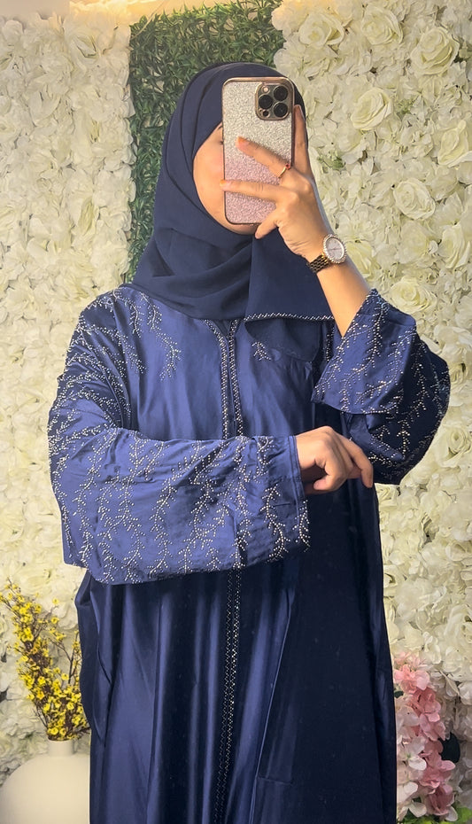 Luxury Silk Abaya : Blue