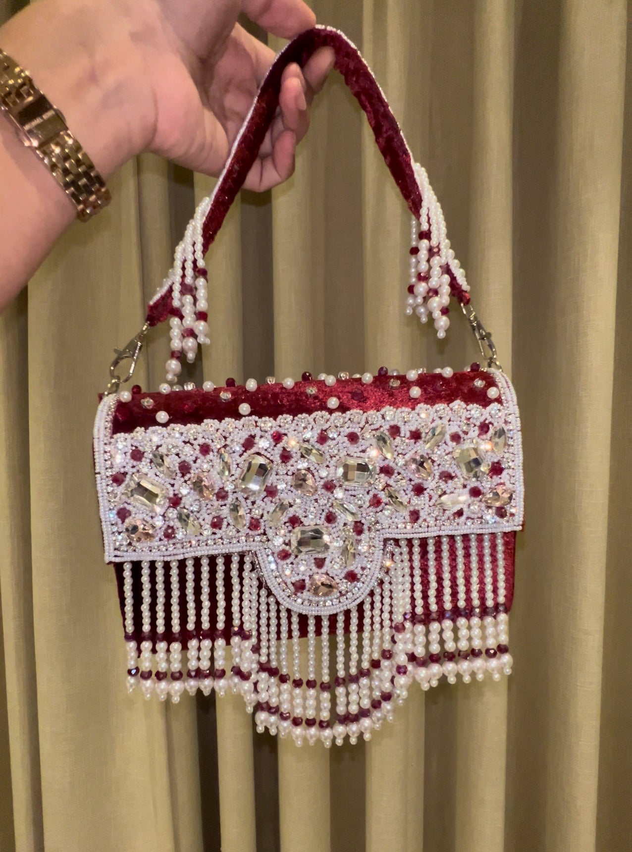 Crystal Luxury Bags : Maroon