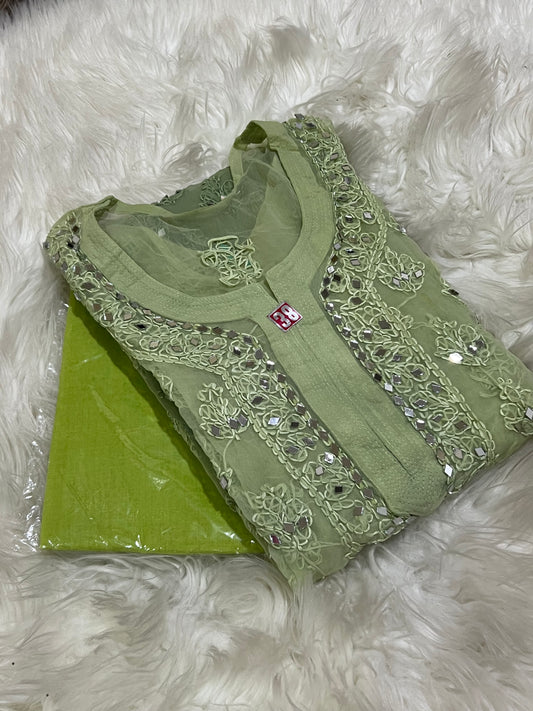 Pistachio Green Mirror Kurti