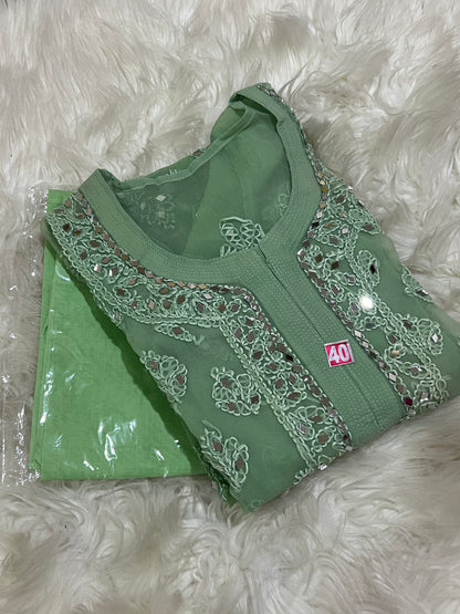 Pistachio Green Mirror Kurti