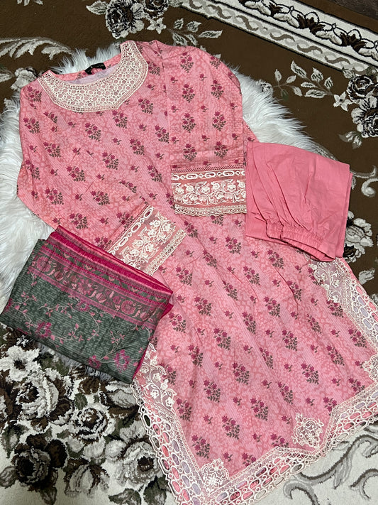 Sadabahar Cutwork : Pink